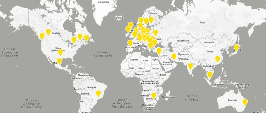 Mapa obecności Insights Discovery™ w Polsce i na świecie
